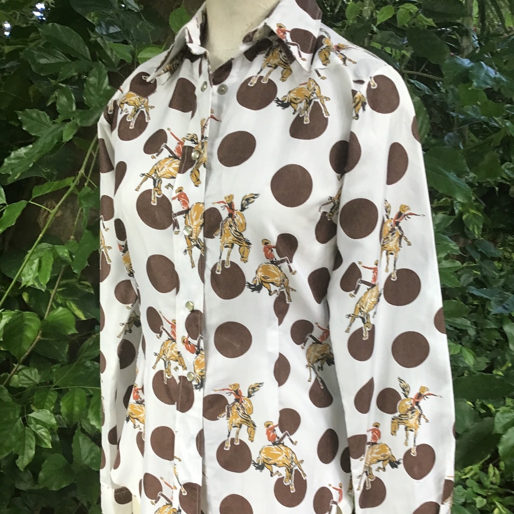 Vintage cowboy rodeo cotton snap button shirt Fenton - Picture 3 of 10